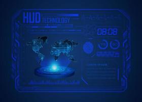 Modern HUD Technology World Map Screen Background vector