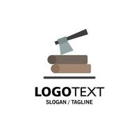 Ax Log Timber Wood Business Logo Template Flat Color vector