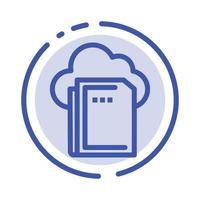 icono de línea de línea punteada azul de computación de datos de archivo en la nube vector