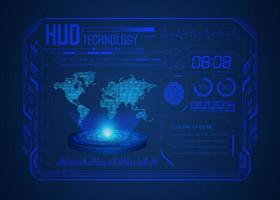 Modern HUD Technology World Map Screen Background vector