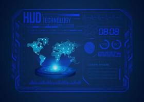 Modern HUD Technology World Map Screen Background vector