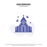 Our Services Arch Love Wedding House Solid Glyph Icon Web card Template vector