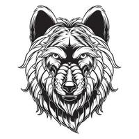 vector de diseño cabeza de lobo blanco y negro