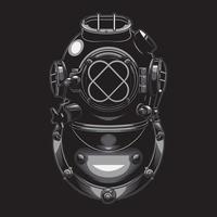 design old helmet scuba black and white vector