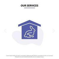 Our Services House Rabbit Easter Nature Solid Glyph Icon Web card Template vector