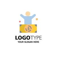 Billionaire Man Millionaire Person Rich Business Logo Template Flat Color vector