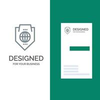 Access World Protection Globe Shield Grey Logo Design and Business Card Template vector