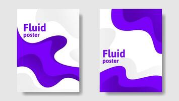 conjunto de cubierta de líquido púrpura. póster de diseño moderno con formas fluidas abstractas en color púrpura vector