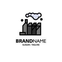 Energy Pollution Factory Business Logo Template Flat Color vector