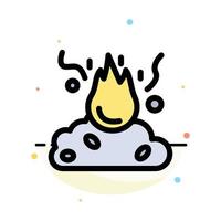 Burn Fire Garbage Pollution Smoke Abstract Flat Color Icon Template vector