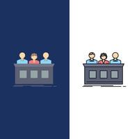 competition contest expert judge jury Flat Color Icon Vector