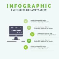 Computer Online Marketing Solid Icon Infographics 5 Steps Presentation Background vector