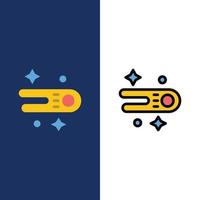 Astronomy Comet Space  Icons Flat and Line Filled Icon Set Vector Blue Background