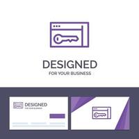 tarjeta de visita creativa y plantilla de logotipo navegador seguridad clave sala vector ilustración