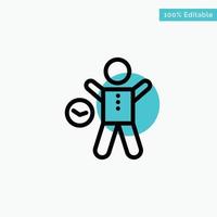 Exercise Gym Time Health Man turquoise highlight circle point Vector icon