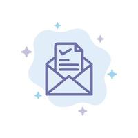 Mail Email Job Tick Good Blue Icon on Abstract Cloud Background vector