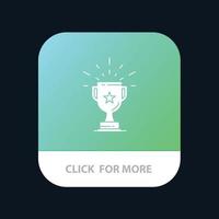 trofeo logro premio negocio premio ganar ganador aplicación móvil botón android e ios versión de glifo vector