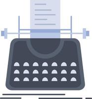 artículo blog historia máquina de escribir escritor plano color icono vector