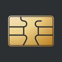 Golden SIM chip card. Microchip for  Payment or credit card. Vector