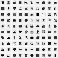 Set of 100 Universal Solid Icons vector