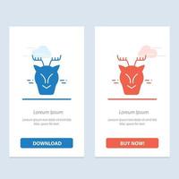 Alpine Arctic Canada Reindeer  Blue and Red Download and Buy Now web Widget Card Template vector