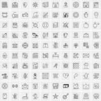 conjunto de 100 iconos de línea de negocios creativos vector