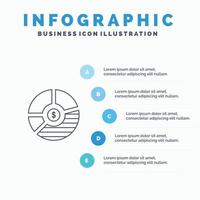 gráfico de análisis barra de negocios gráfico seo estadísticas icono de línea con 5 pasos presentación infografía ba vector