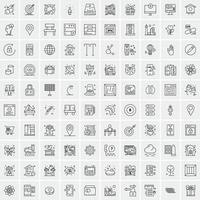 conjunto de 100 iconos de línea de negocios creativos vector