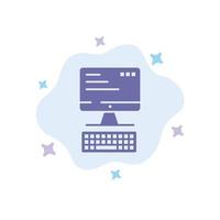 Computer Keyboard Monitor Computing Blue Icon on Abstract Cloud Background vector