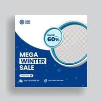 Winter fashion sale social media post, web banner ads template with modern 3d style suitable for website banner, square flyer or poster and marketing flyer design vector