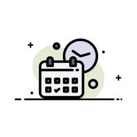 calendario fecha día hora trabajo negocio línea plana lleno icono vector banner plantilla