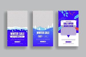 Winter fashion sale Instagram story collection Christmas sale social media stories vertical banner 3d style template design vector