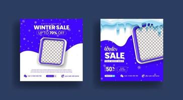 publicación de redes sociales de venta de moda de invierno, plantilla de anuncios de banner web con estilo 3d moderno adecuado para banner de sitio web, volante cuadrado o póster y diseño de volante de marketing vector