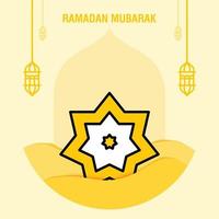 plantilla de saludo ramadan kareem media luna islámica y linterna árabe ilustración vectorial vector