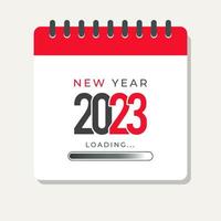 New year 2023 loading with calender illustration on isolated background vector