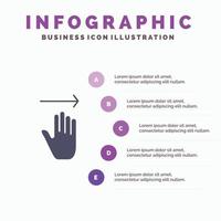 Hand Arrow Gestures right Solid Icon Infographics 5 Steps Presentation Background vector