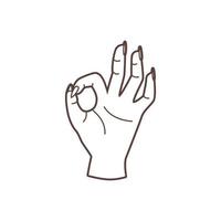 Ok hand gesture. Vector linear illustration.