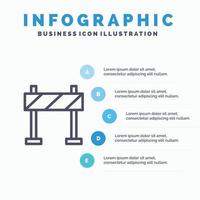 Barricade Barrier Construction Line icon with 5 steps presentation infographics Background vector