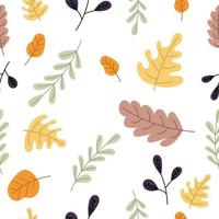 Autumn seamless pattern with leaves and plants vector