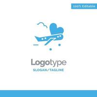 Fly Airplane Plane Airport Blue Solid Logo Template Place for Tagline vector