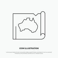 Australia Australian Country Location Map Travel Line Icon Vector