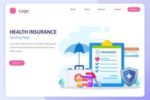 Health insurance concept. Big clipboard with document on it under the umbrella. vector illustration