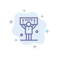 campaña política política votar icono azul sobre fondo de nube abstracta vector