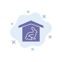 House Rabbit Easter Nature Blue Icon on Abstract Cloud Background vector