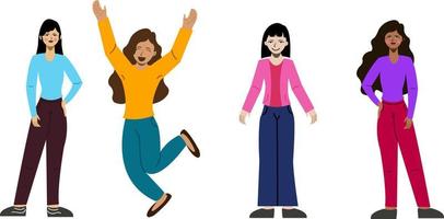 vector cartoon illustration of happy woman