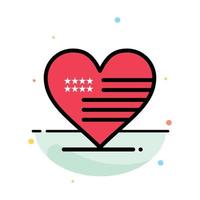 Heart Love American Flag Abstract Flat Color Icon Template vector