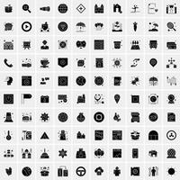 Set of 100 Universal Solid Icons vector