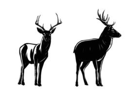 set of deer silhouettes vector