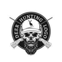 deer hunting logo with skull design vector