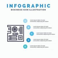 Board Computer Main Mainboard Mother Line icon with 5 steps presentation infographics Background vector